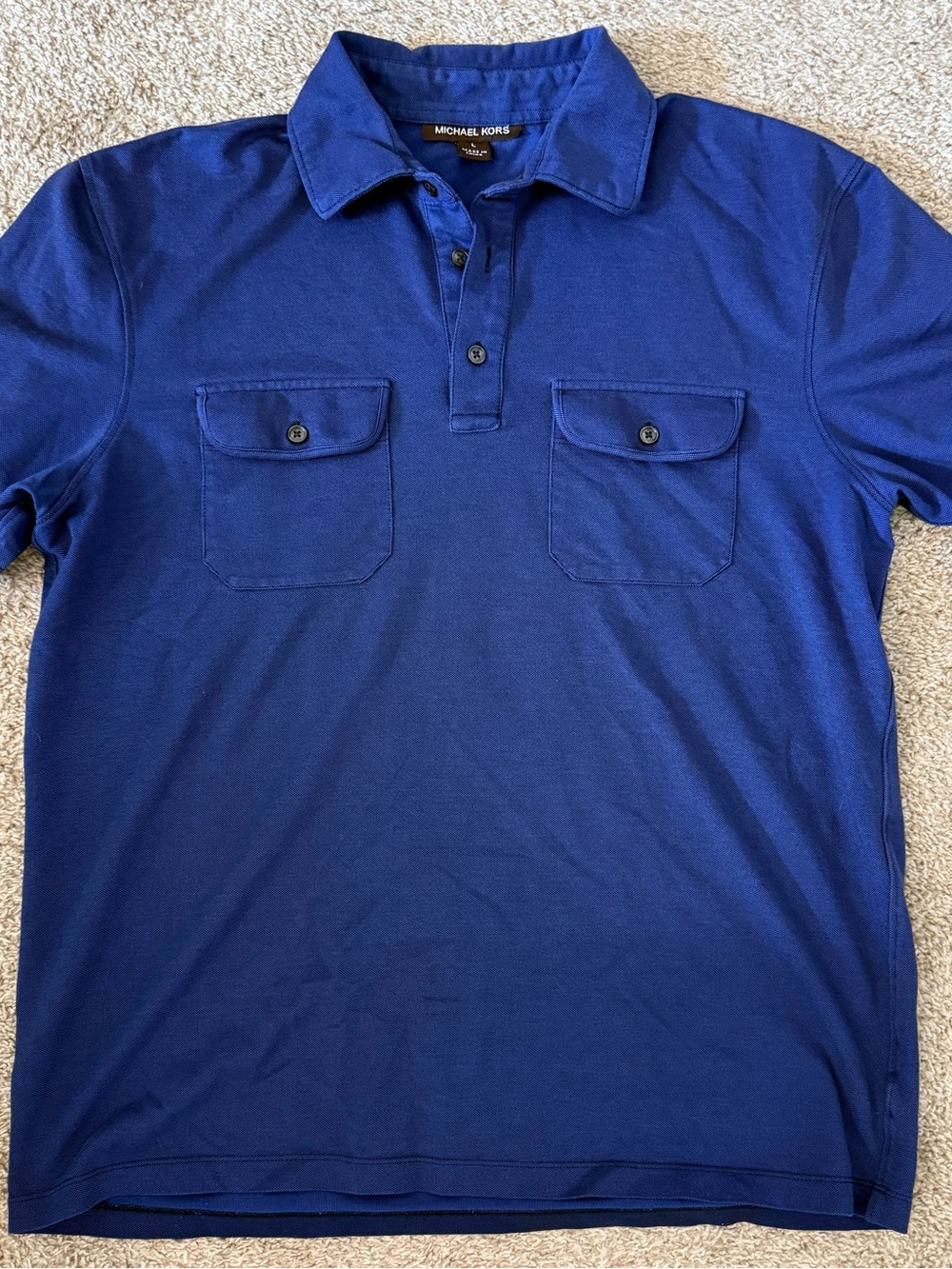 Michael Kors Men's Navy Blue Polo with Dual Chest Pockets